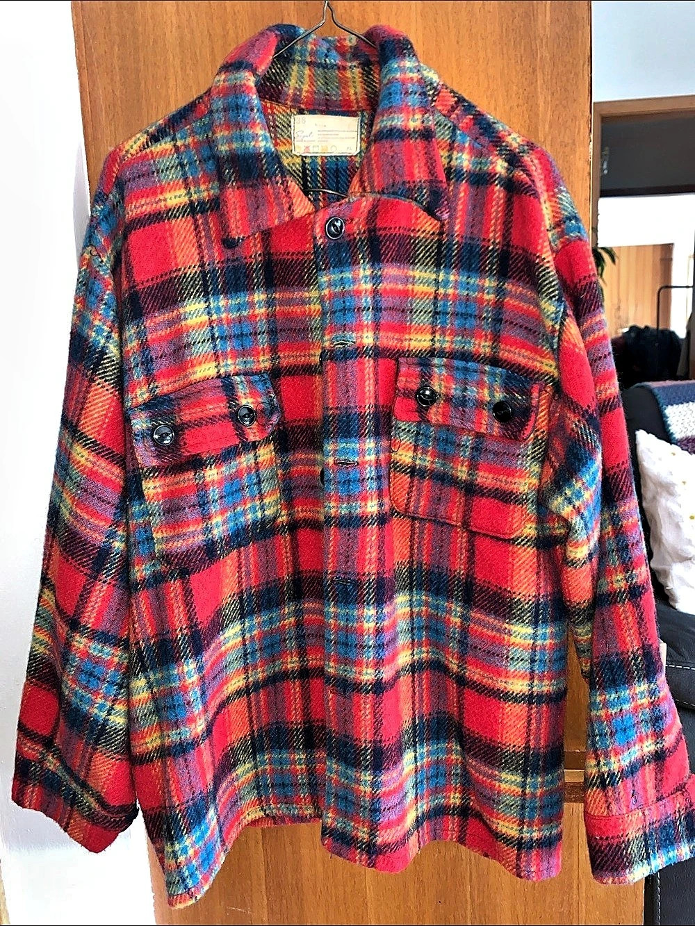 Vintage Sigel Plaid wool Jacket in Red & Blue XL